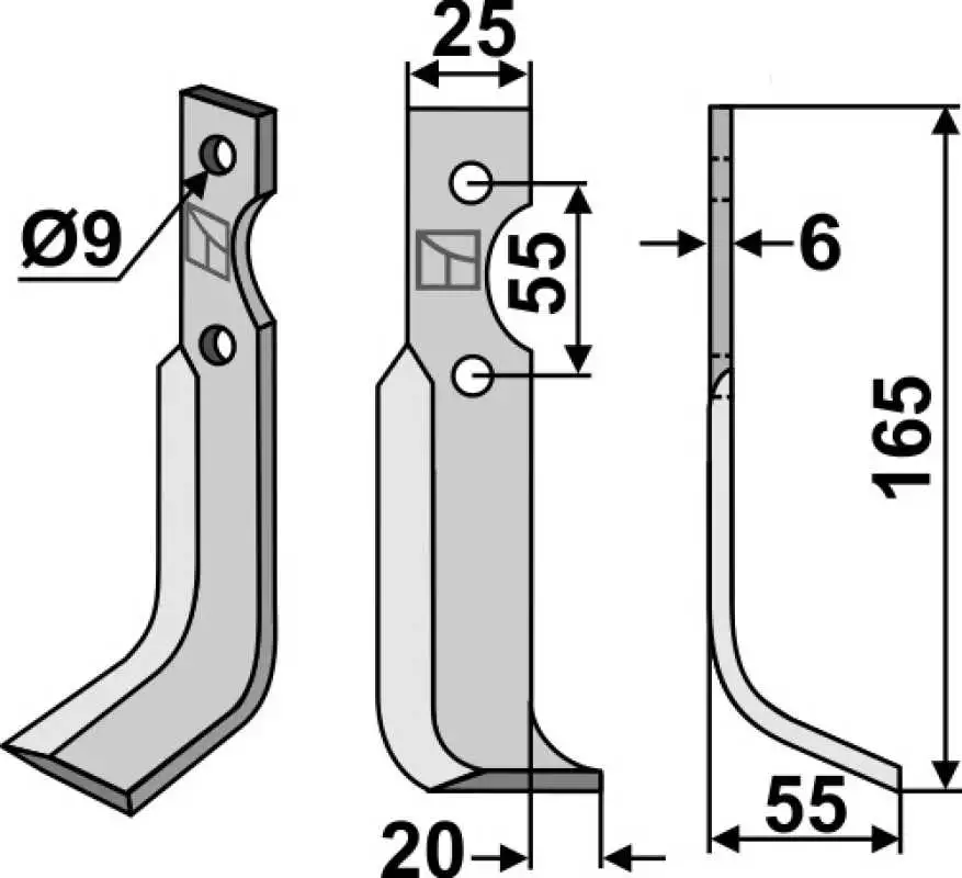 Fräsmesser 165x25mm, rechts